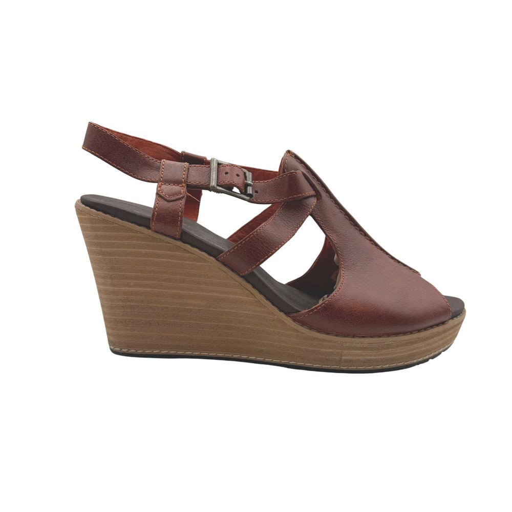 Timberland Earthkeepers Brown Leather Wedge Sandals Size 8 Boho Platform Heel